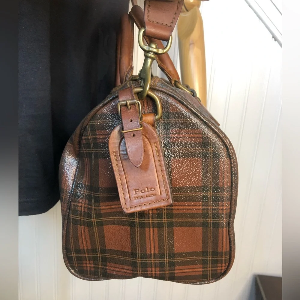 RALPH LAUREN Tartan Plaid Boston Travel Crossbody Shoulder Bag Speedy 30